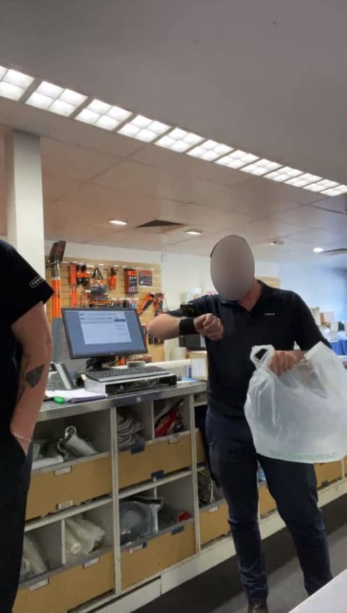 Packing an order at the trade counter during an in-store test.